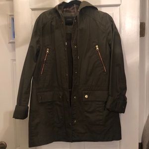J.Crew long military rain jacket. Sz L